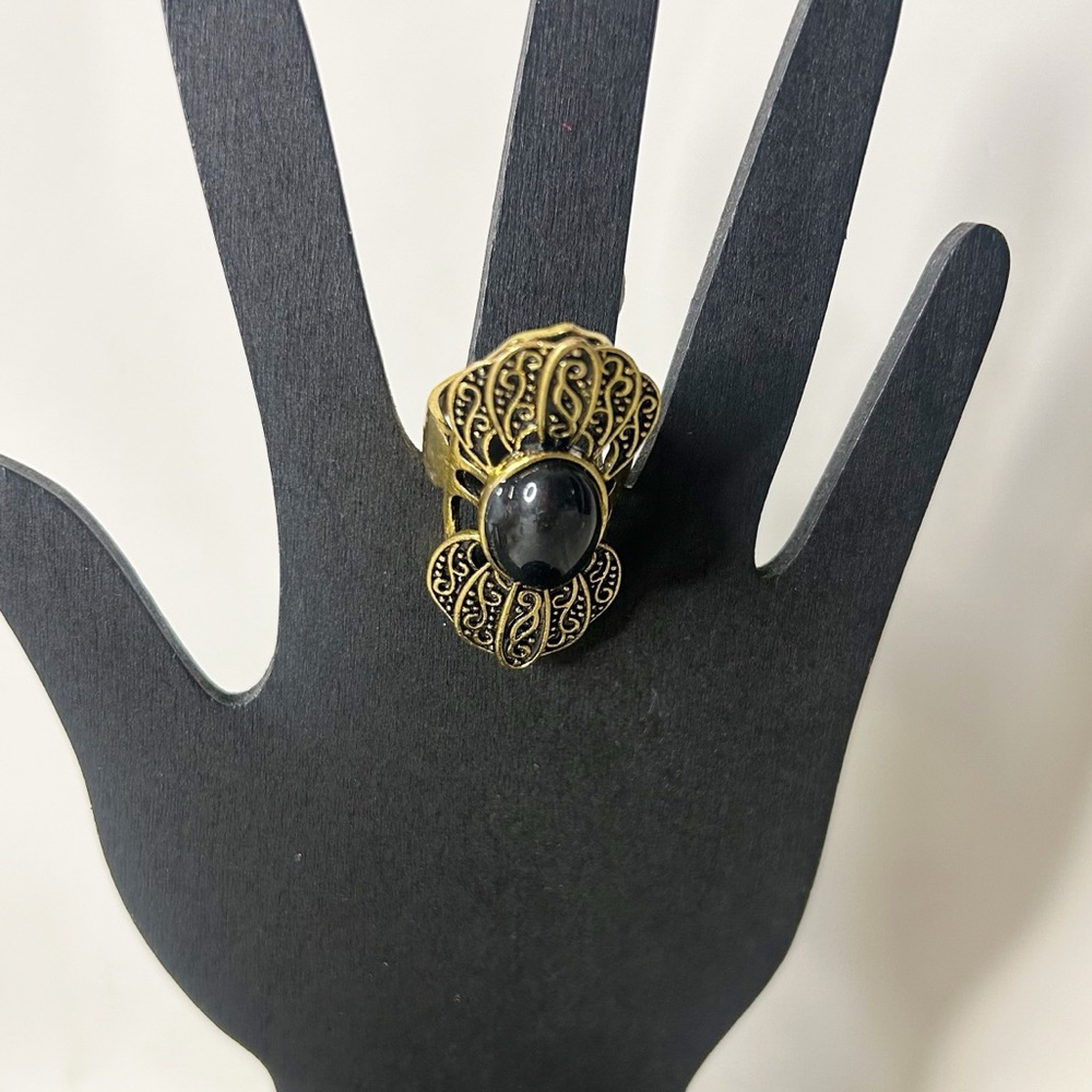 Gold and Black Ornate Ring